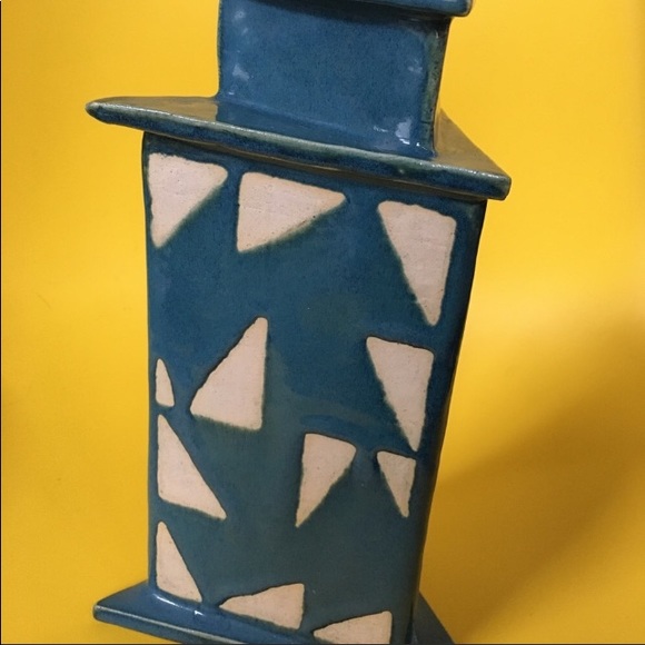 OREGON ART pottery vase signed McMillan ‘04 Portland Artist geometric triangle - Picture 3 of 7
